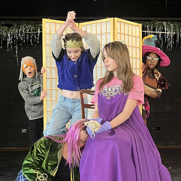 Students with the Olympic Trophy
